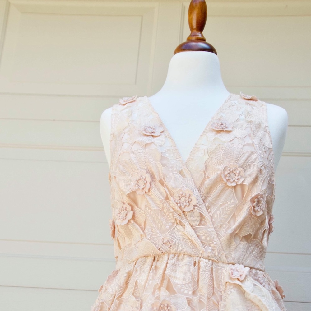 Badgley Mischka Sleevless Lace Floral Gown